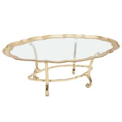 Mid-Century Palm Beach Regency Brass and Glass Cocktail Table