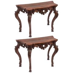 Rare Pair of 18th Century Carved Italian Consoles 11