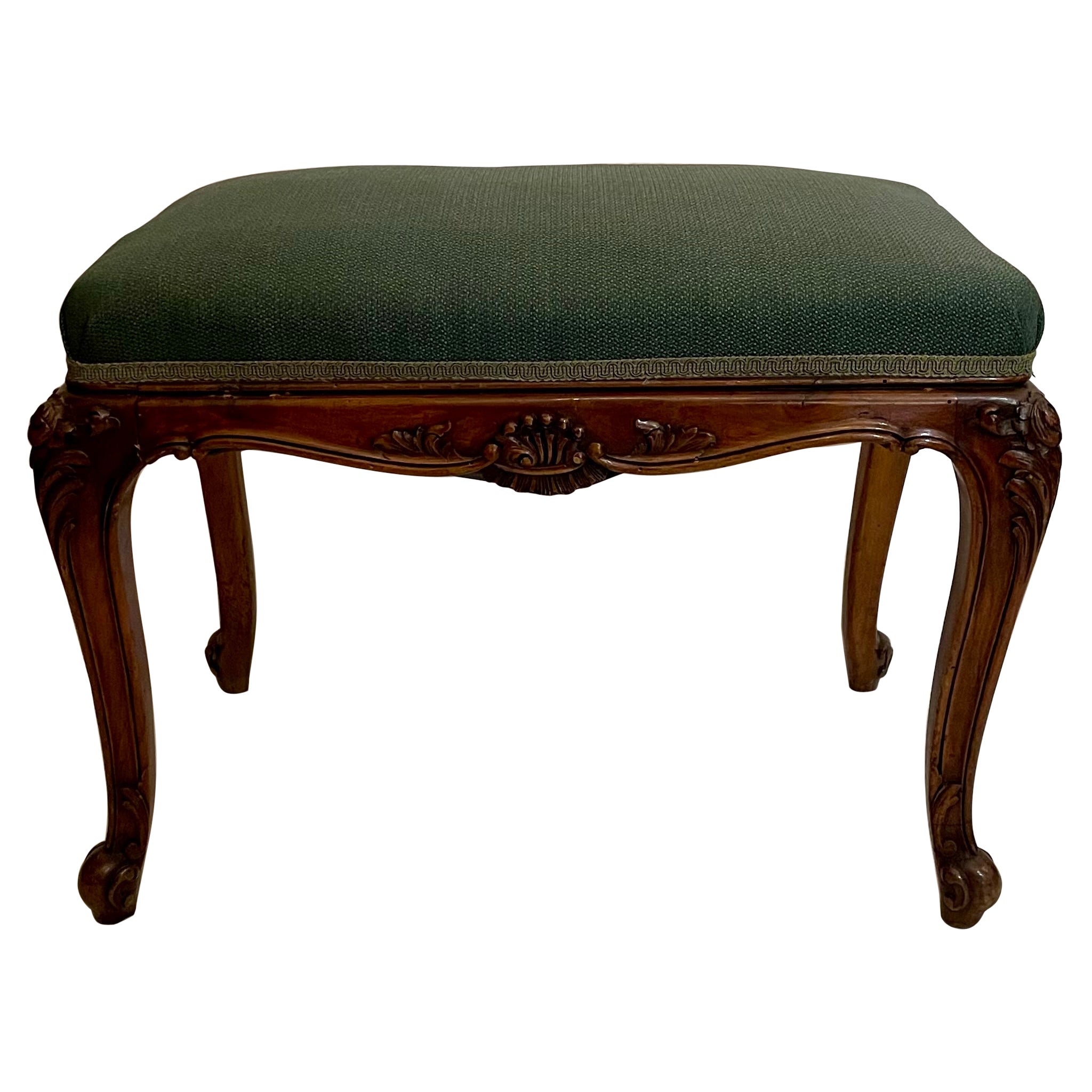 Antique French Carved Walnut Piano Stool, Circa 1900
