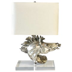 Vintage Otavianni Silver Large Horse Table Lamp