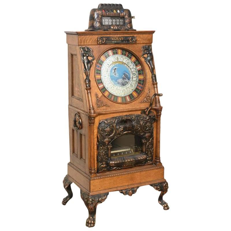 1907 Caille Venus Upright Slot Machine with Music For Sale