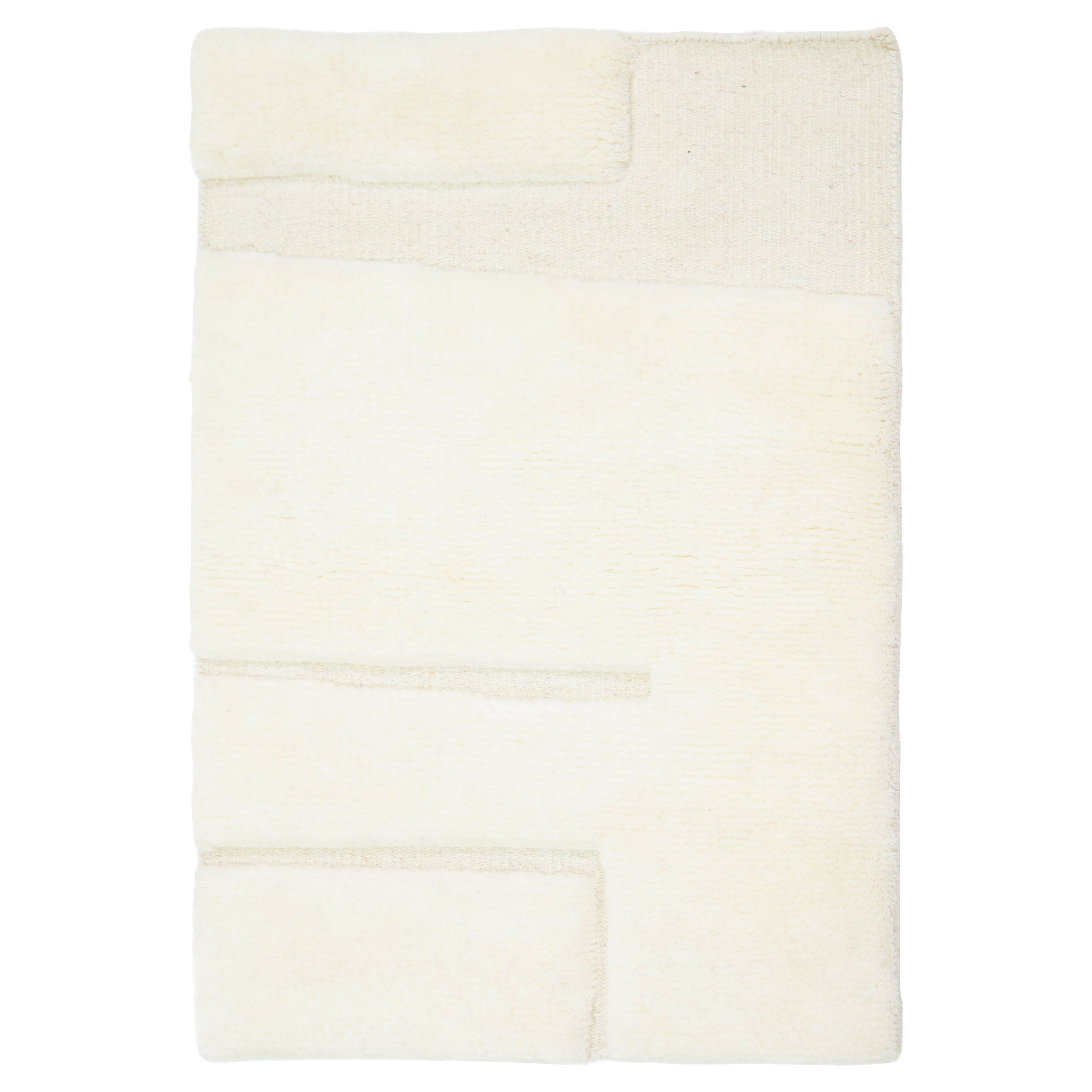 Apadana's Modern Moroccan Handmade Custom Wool Rug In Ivory