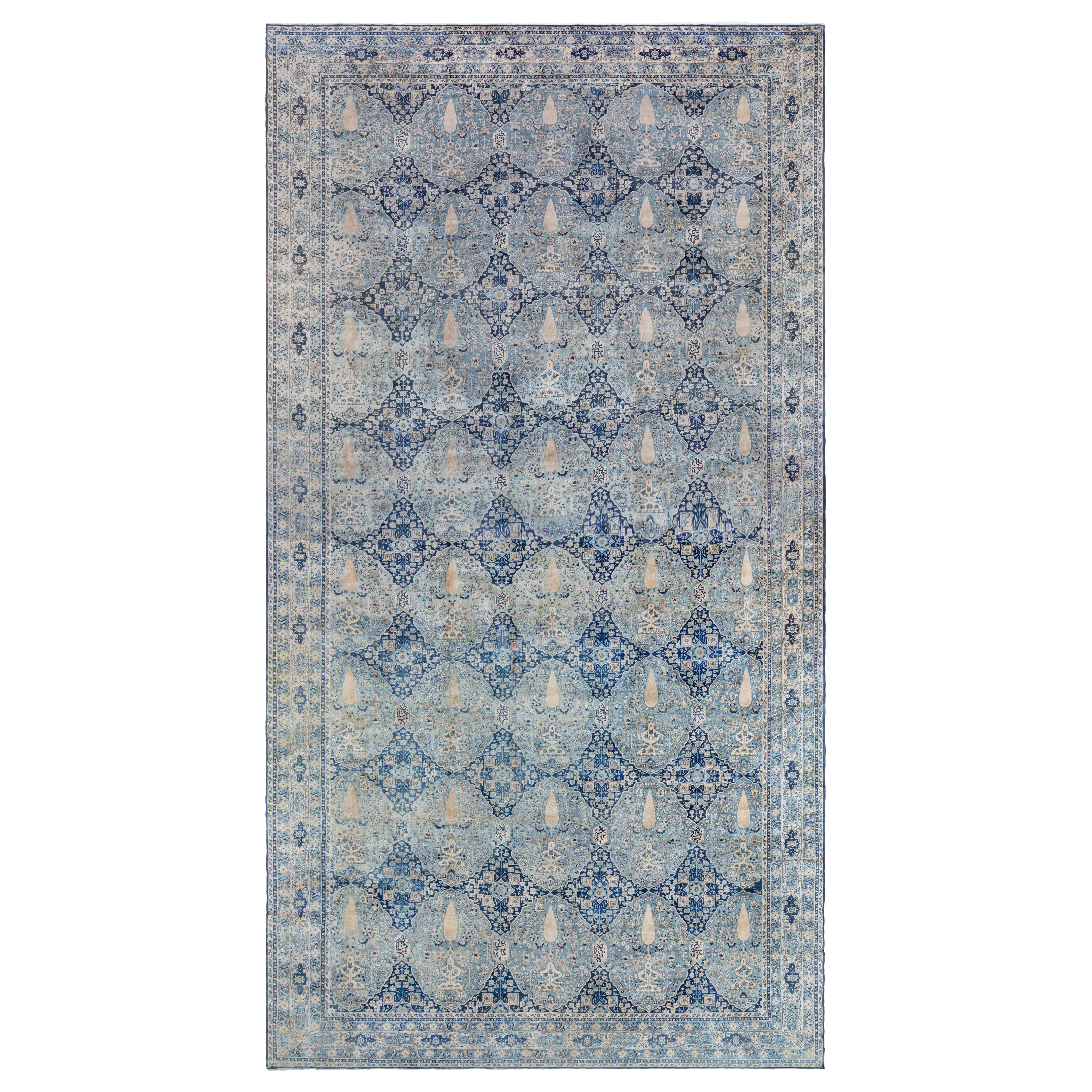 Doris Leslie Blau Oversized Antique Indian Botanic Handmade Wool Rug