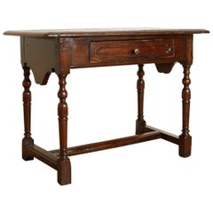 French Louis XIV Period Carved & Turned Walnut 1-Drawer Table, early 18th cen.