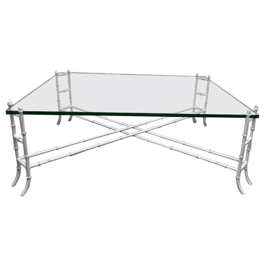 Hollywood Regency Faux Bamboo Large Coffee Table