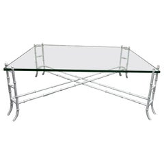 Hollywood Regency Faux Bamboo Large Coffee Table