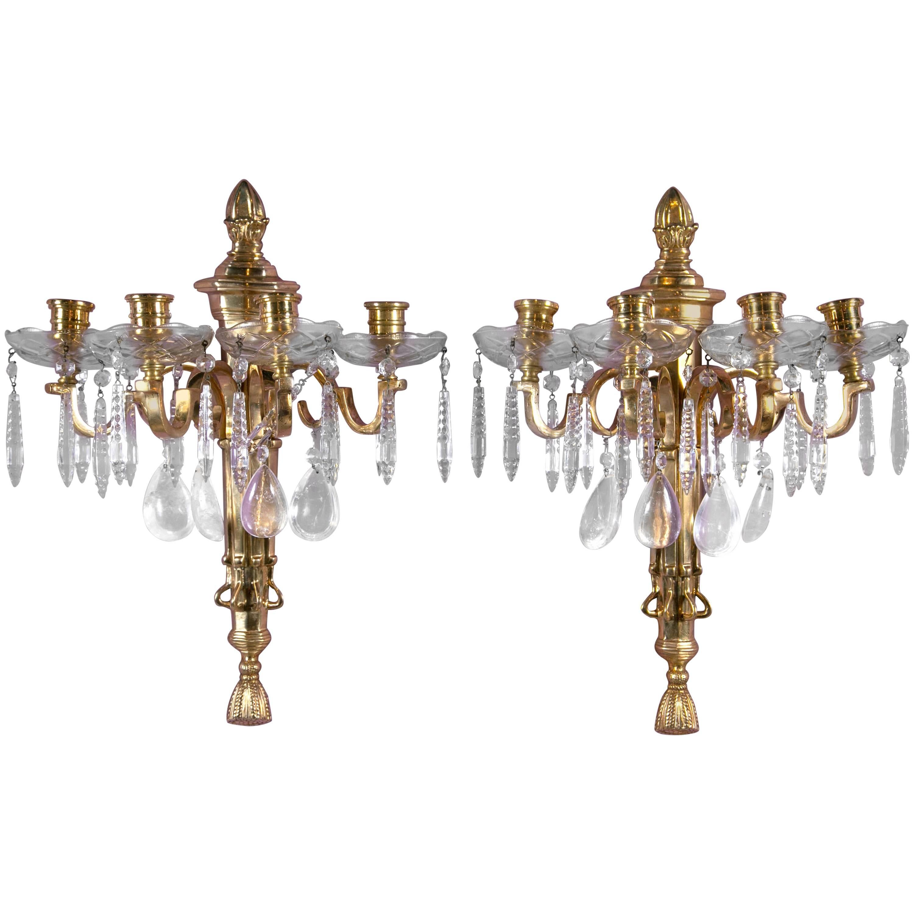Caldwell Sconces with Rock Crystal For Sale