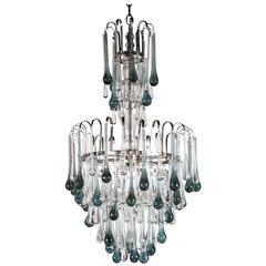 Murano Glass Chandelier with Blue Drops 7
