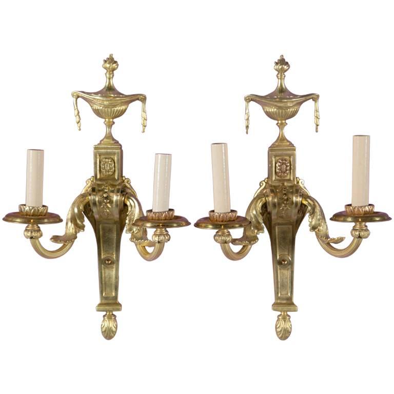 Pair of Gilt Bronze Caldwell Sconces For Sale