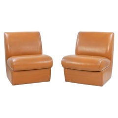 Set of 2 Vintage Vinyl Leather Armchairs, 1980s