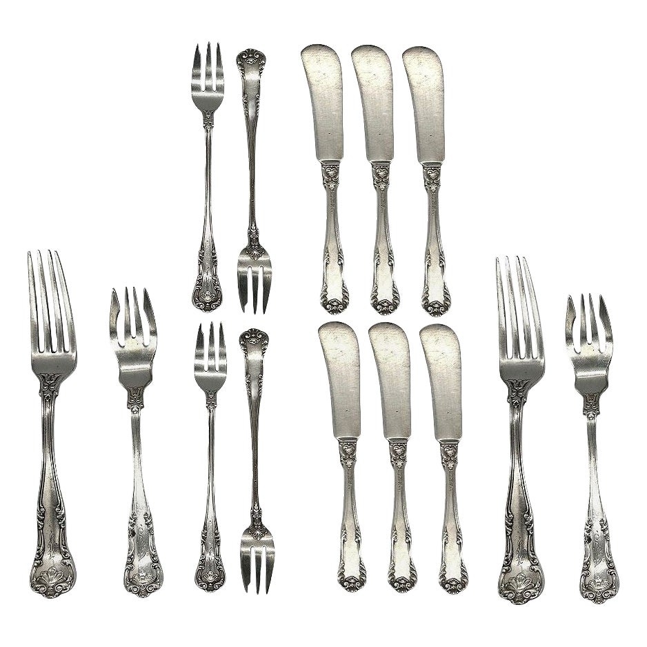 Set di posate in argento "Regent" edoardiano da 16 pezzi con forchetta e coltello di Gorham in vendita