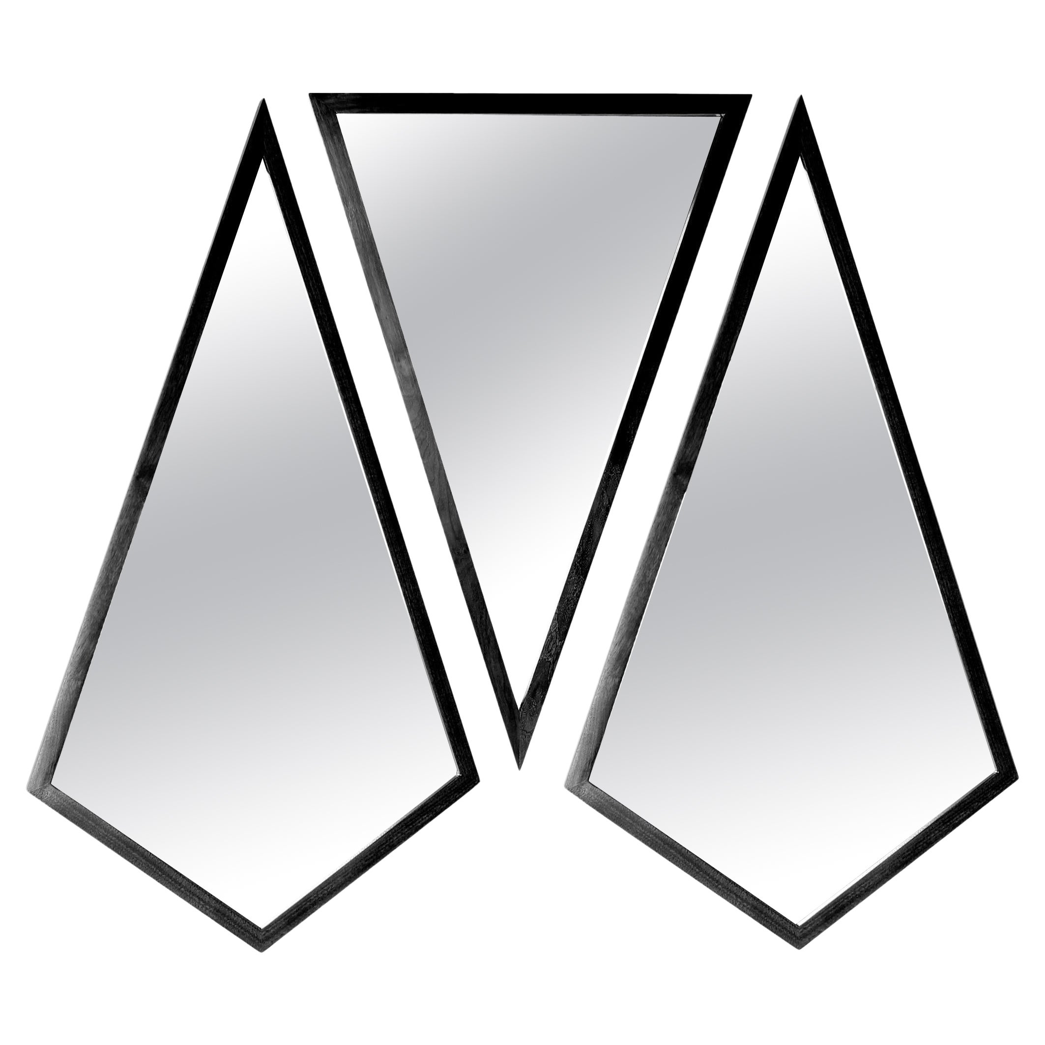Contemporary "Black Trio Geometric Mirrors II" by Alex Drew & No One, 2023