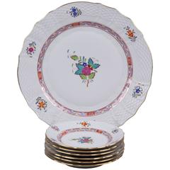 Herend Chinese Bouquet Fleur Multicolor Dessert Set for Six Persons