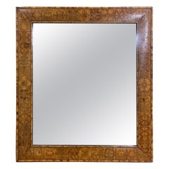 Grand miroir surdimensionné du 19ème siècle en placage d'if