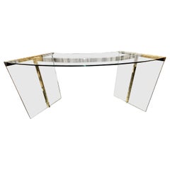 Curved Glass and Brass President Desk By Gallotti & Radice, Italy