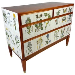 1950’s Swedish Dresser With Nordens Flora Illustrations