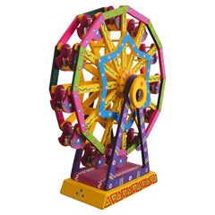 Juguete Mexicano de Madera Rueda de la Fortuna Colorido Arte Popular Mecánico Artesanal Hecho a Mano