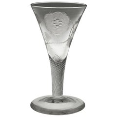 Jacobite Engraved Wine Glass Engraver E