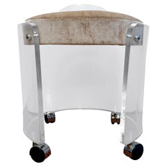 Round Lucite and chrome Vanity Stool