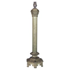 Antique Gothic Bronze Corinthian Column Table Lamp