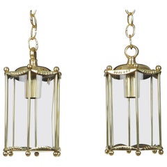 Antique Pair of Brass Ceiling Lanterns