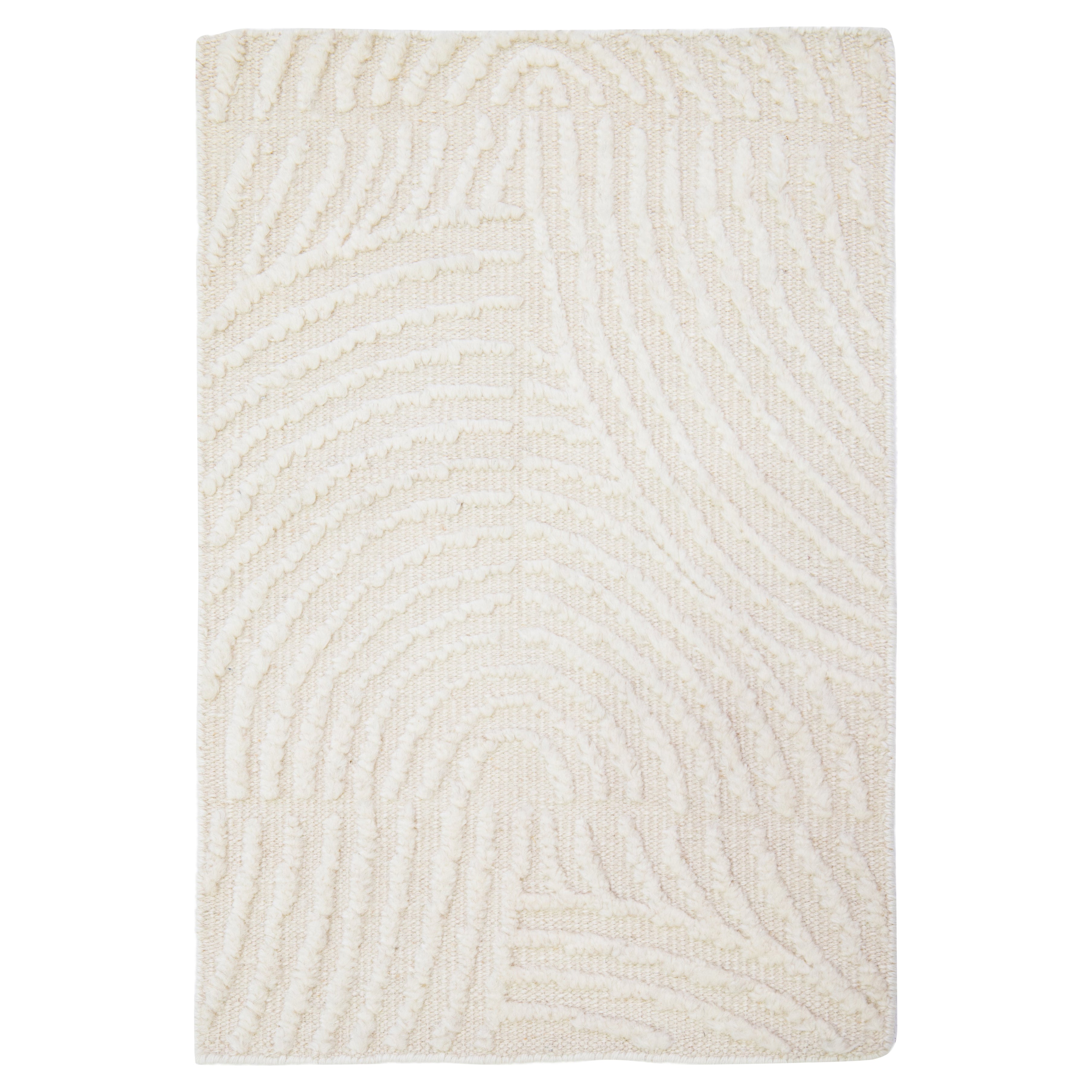Apadana's Modern Ivory Moroccan Handmade Custom Wool Rug