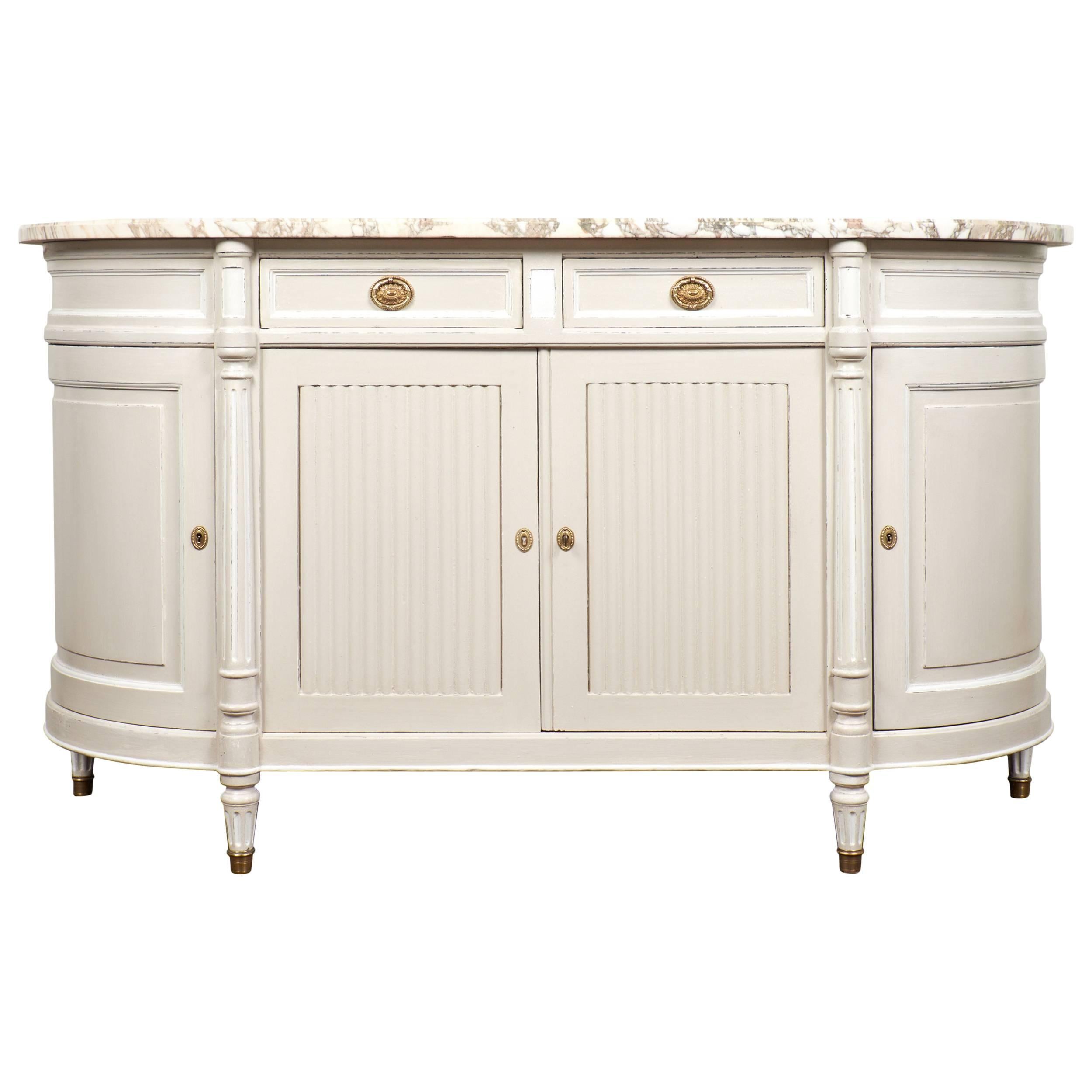Antique Louis XVI  Buffet with Arabescato Marble Top