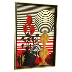 Surrealistisches Collage-Gemälde in Mischtechnik, um 1960