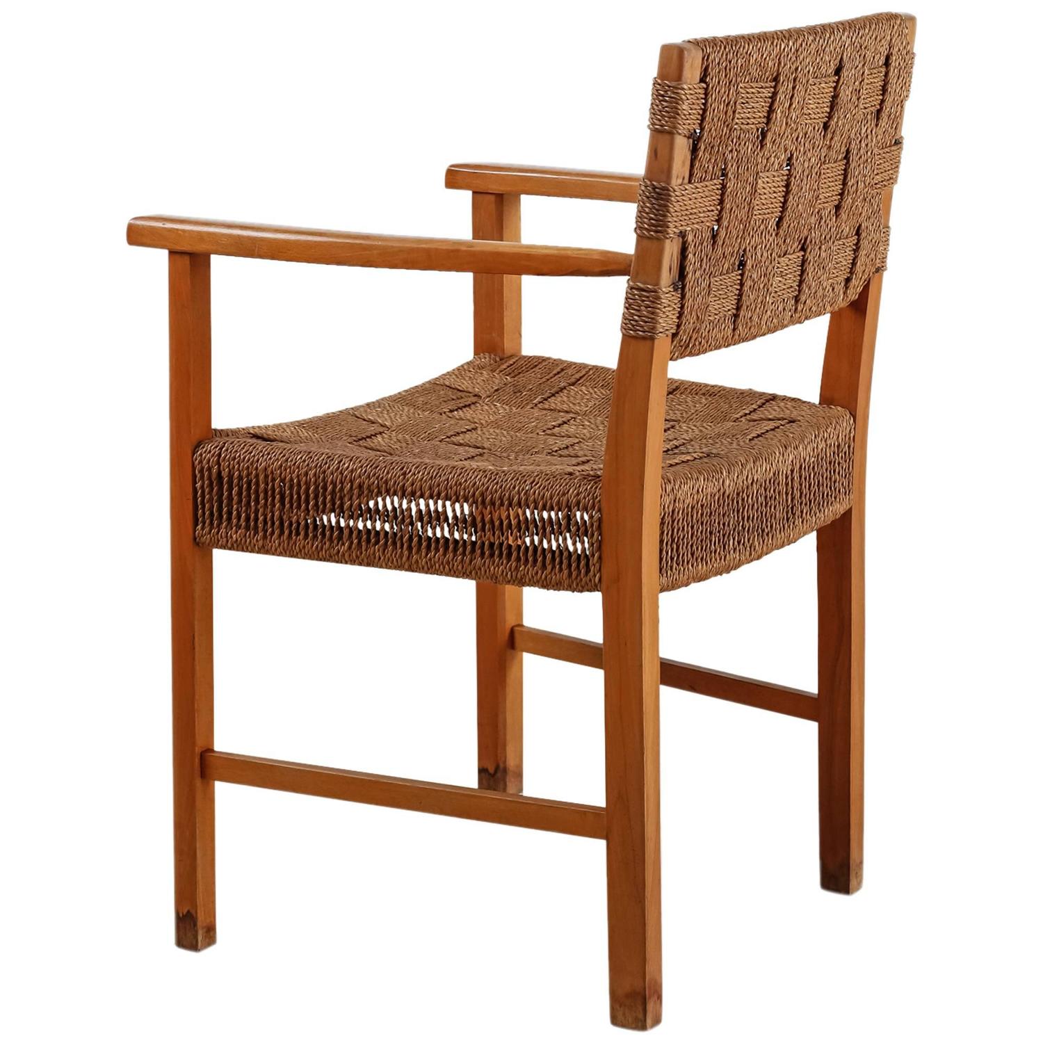 Beech and Woven Seagrass Armchair, Denmark, 1940s For Sale at 1stdibs Beech and Woven Seagrass Armchair, Denmark, 1940s For Sale at 1stdibs