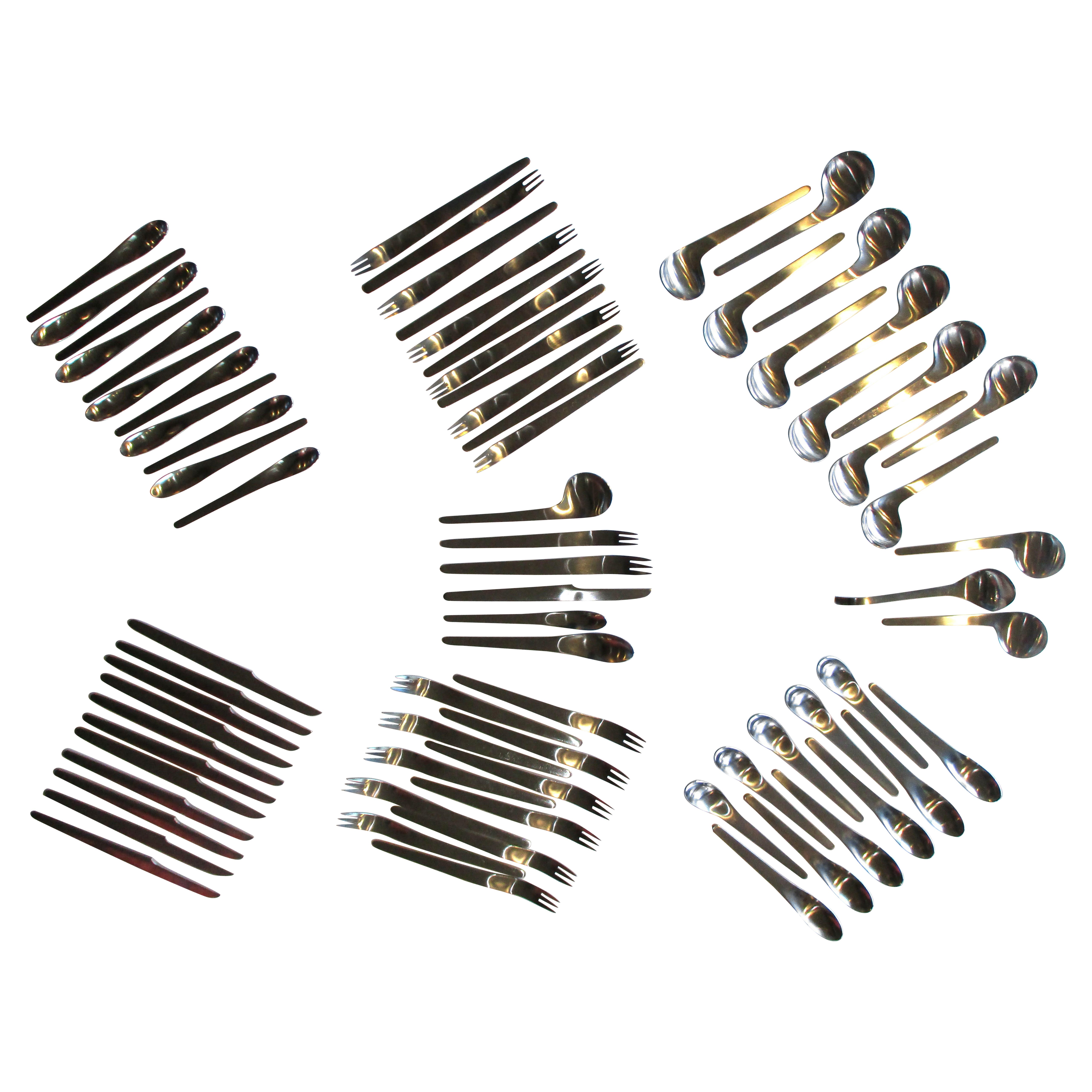 Arne Jacobsen 12 Place settings AJ Flatware Set 75pcs. A. Michelsen Denmark