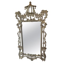 Vintage Wood Gold Gilt Italian Carved Pagoda Bells Wall Mirror Chinoiserie