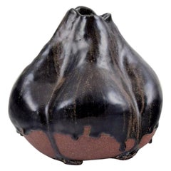 European studio ceramist. Large unique ceramic vase. Organic shape.