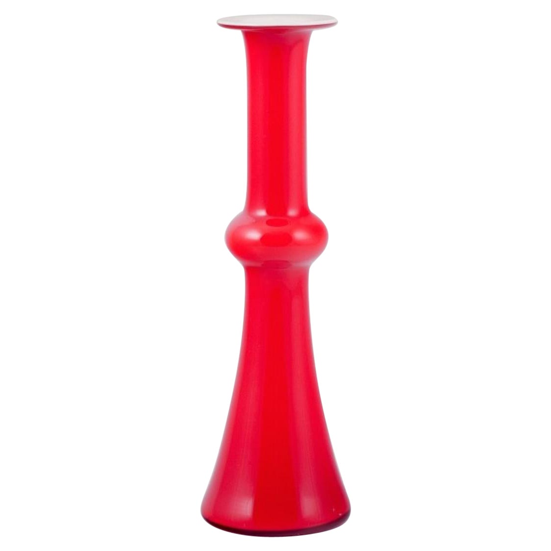 Per Lütken for Holmegaard.  “Carnaby” vase in red art glass. 1960s.