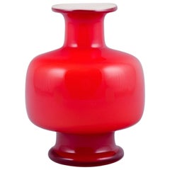 Vintage Per Lütken for Holmegaard.  “Carnaby” vase in orange art glass.