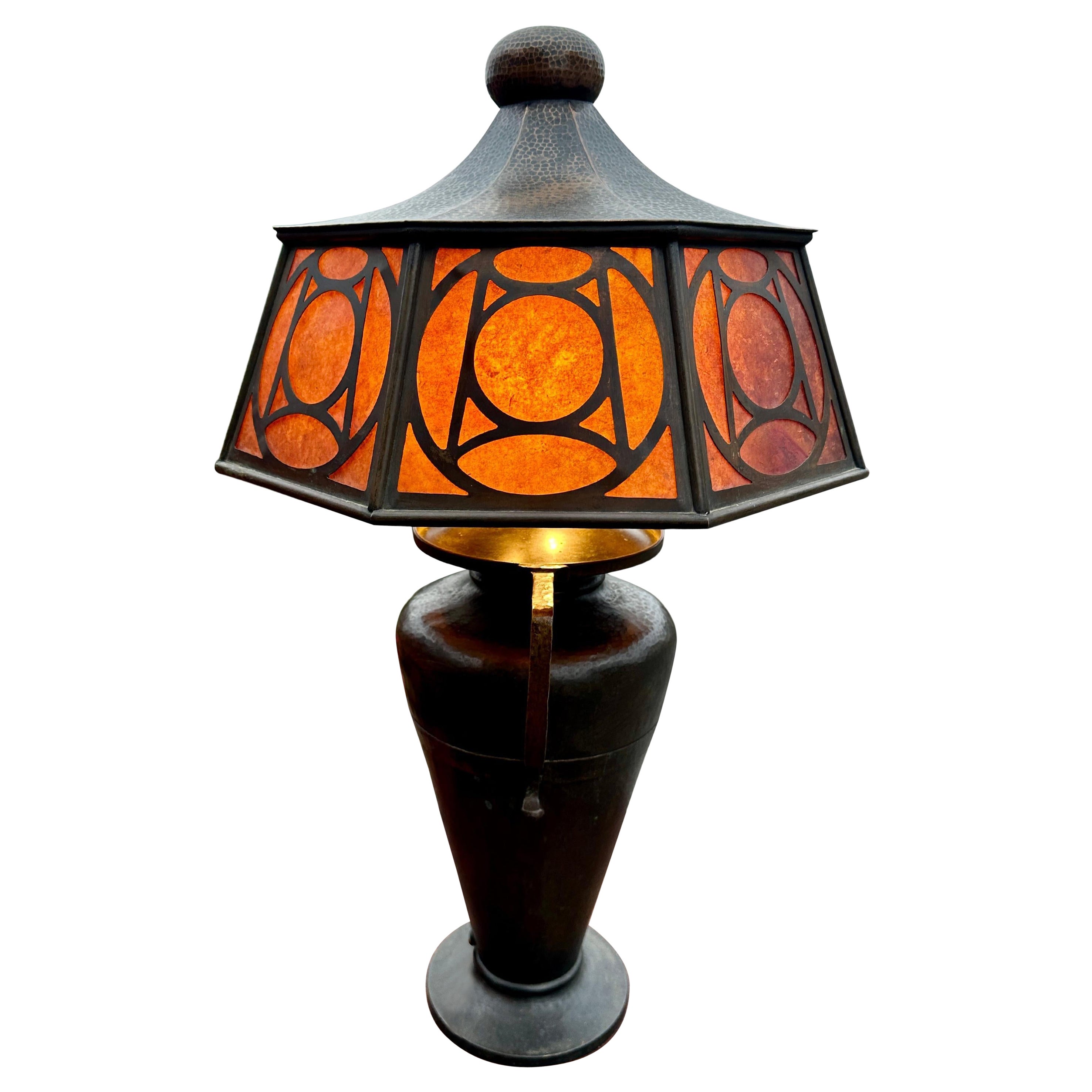 ANTIQ, Cir. 1910 C  LIMBERT  Lamp. Stickley era - W/ period  MICA     MUST  SELL