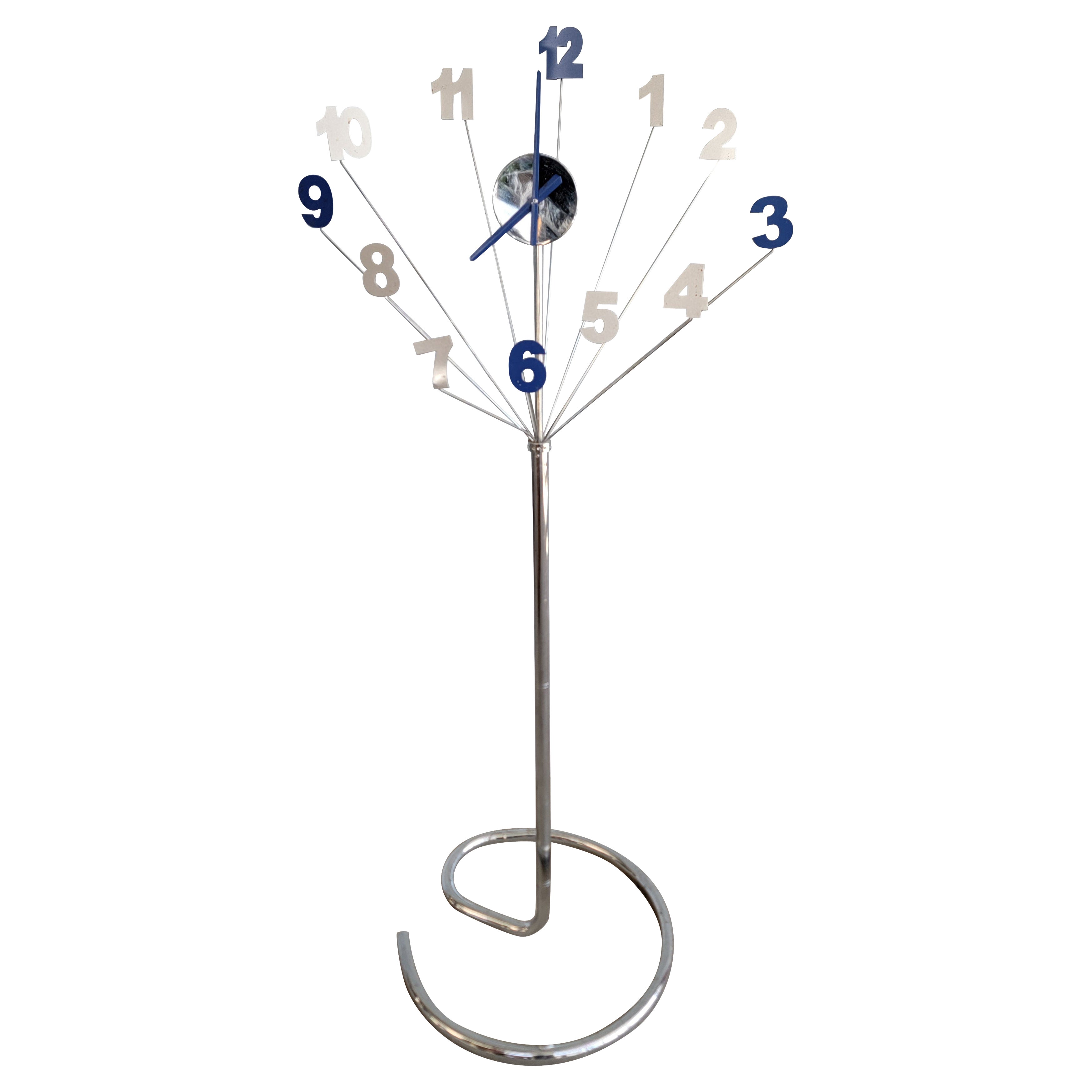 Starburst Type Chrome Floor Clock 1980's