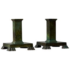 Pair of Bronze Art Deco Candlesticks by GAB Guldsmedsaktiebolaget, Sweden, 1930s