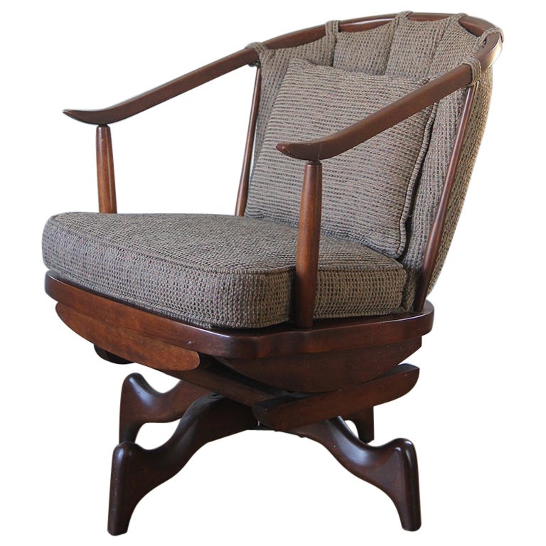 1950's Rocking Swivel Chair With Cushion