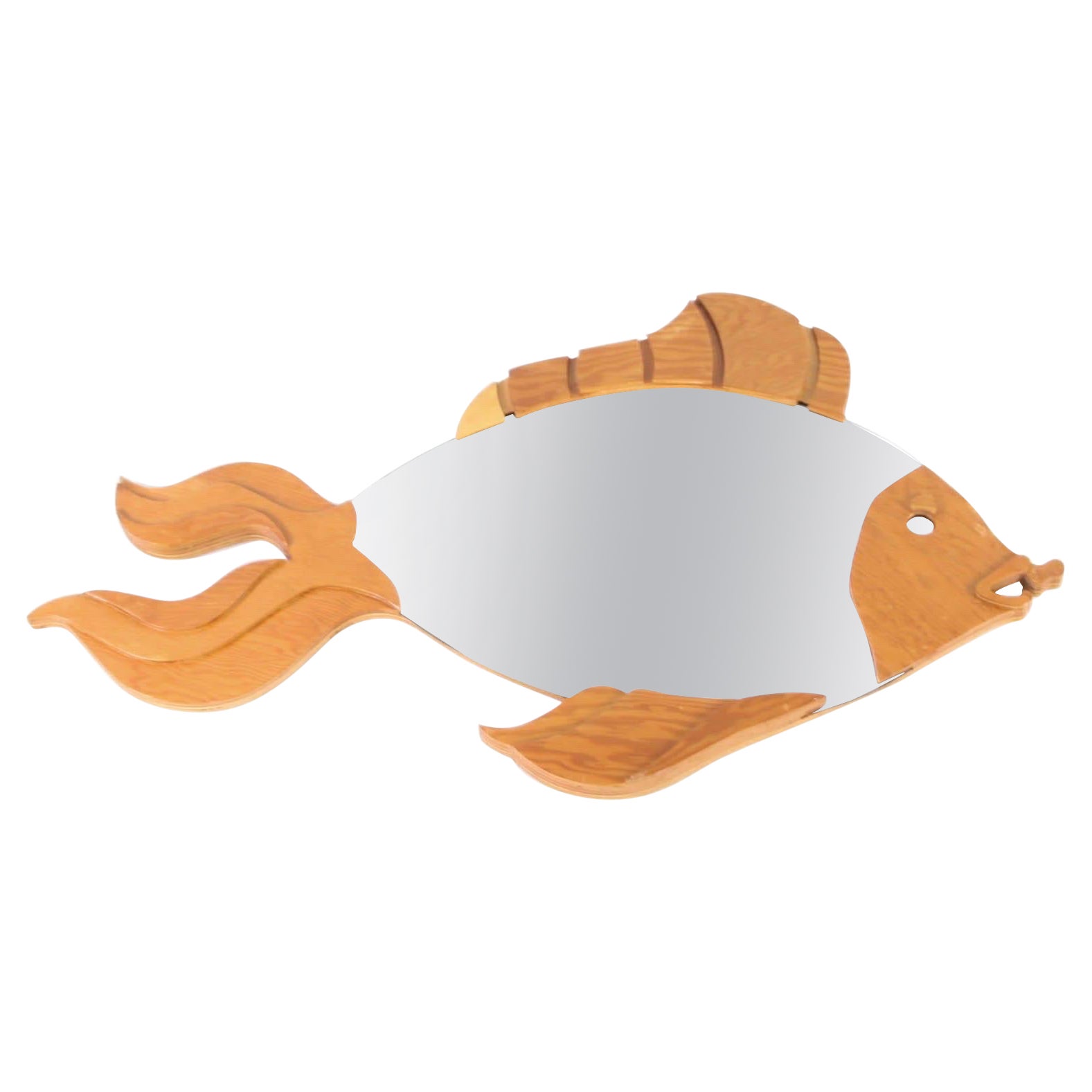 Wall « fish » wooden mirror by Pallucco