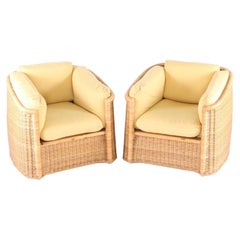 Pareja de sillas bergere de mimbre