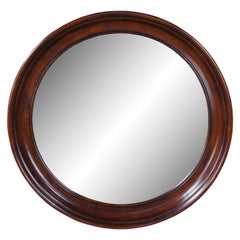 Henredon Cavalier Aged Cherry Round Beveled Hall Vanity Mirror 42"