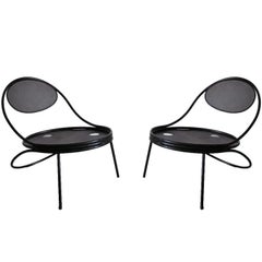 Pair French Mid-Century Modern Iron 'Copacabana' Chairs, by Mathieu Matégot 1955