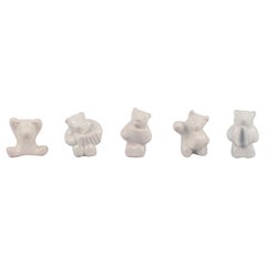 Hjorth, Bornholm. Five bear musicians in white glazed stoneware.