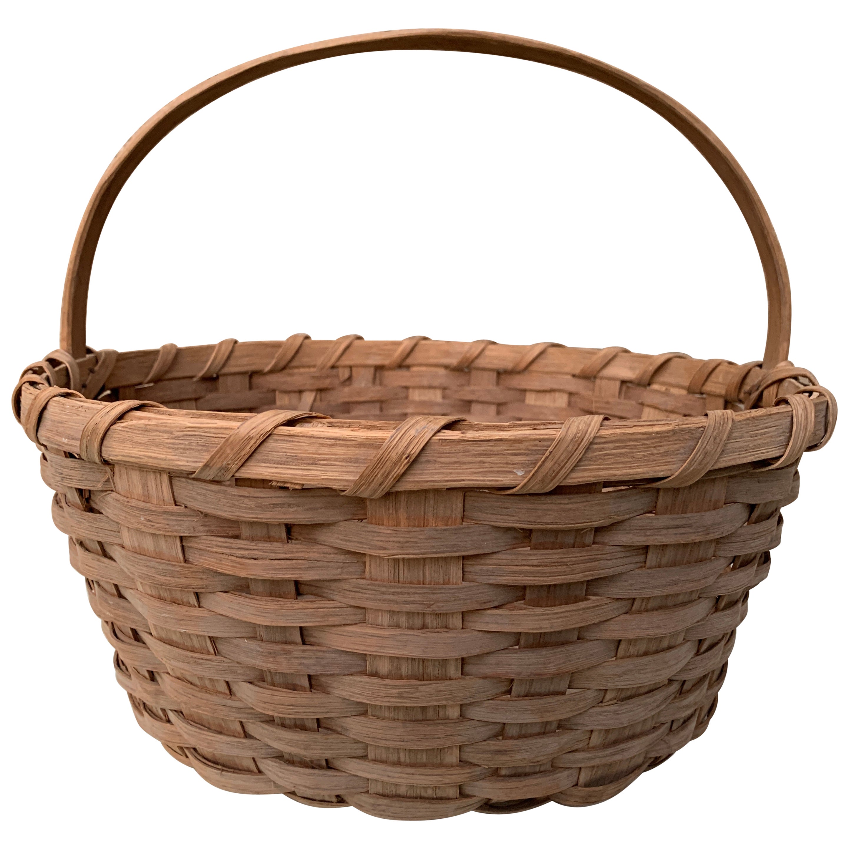 Panier ancien en chêne fendu américain du début du 20e siècle