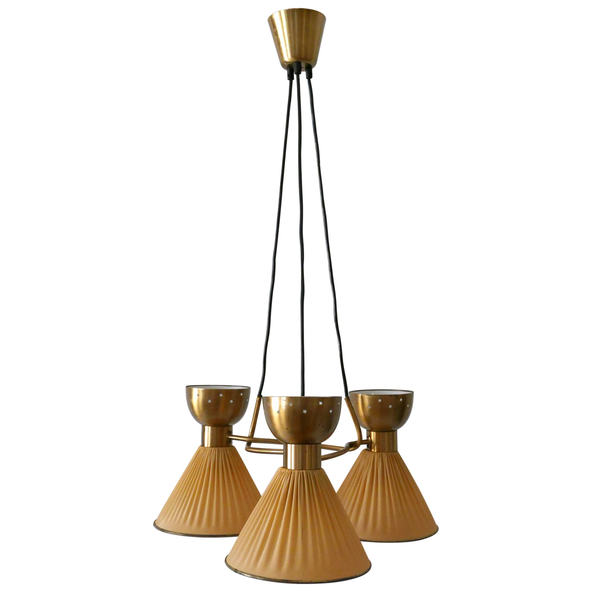 Eccezionale lampada a sospensione o lampadario a 6 lamelle del Mid Century Modern Svezia anni '50