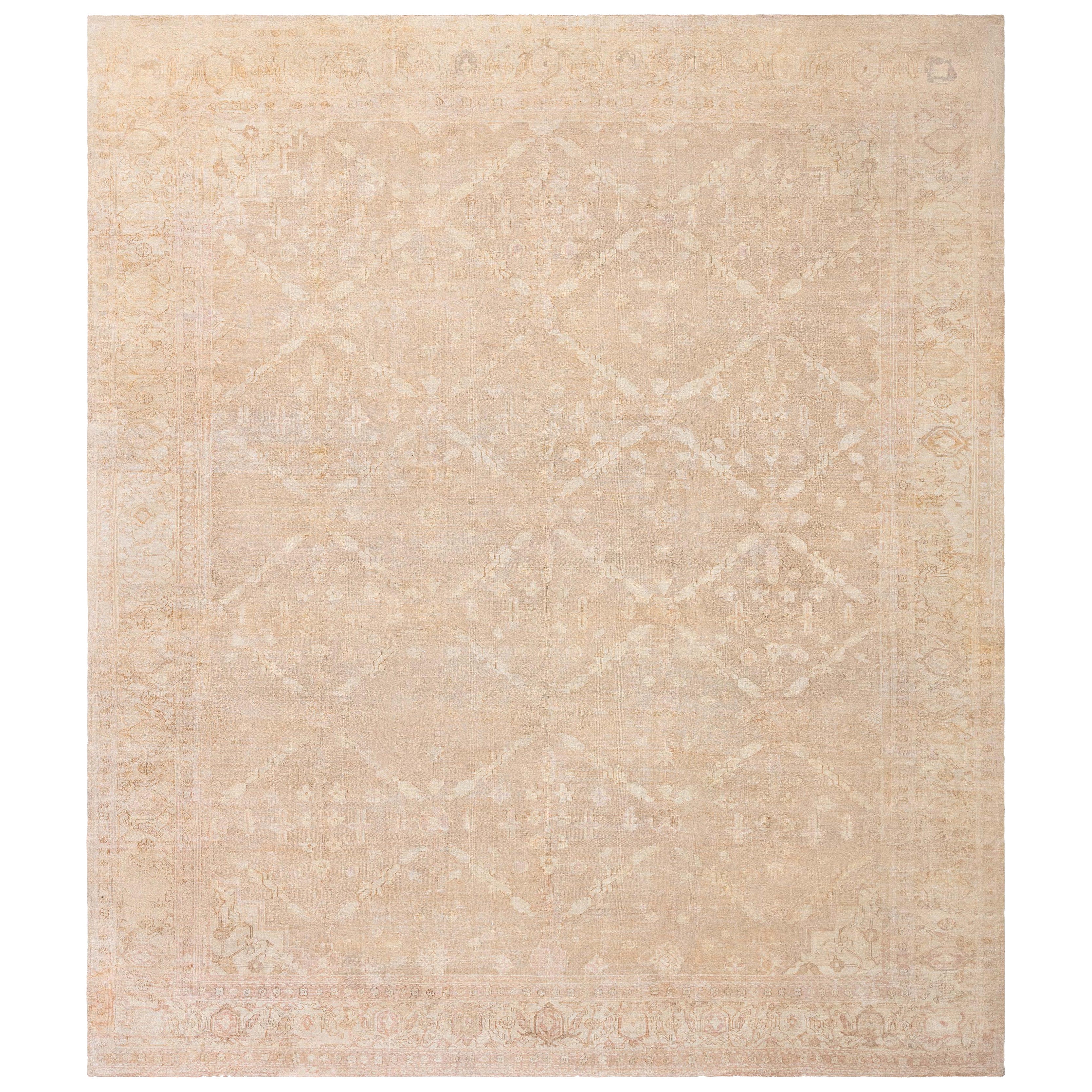 Doris Leslie Blau Tappeto grande in lana indiana Amritsar Brown fatto a mano
