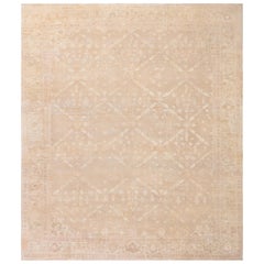 Doris Leslie Brown Large Indian Amritsar Brown Handmade Wool Rug (tapis de laine indien fait à la main)
