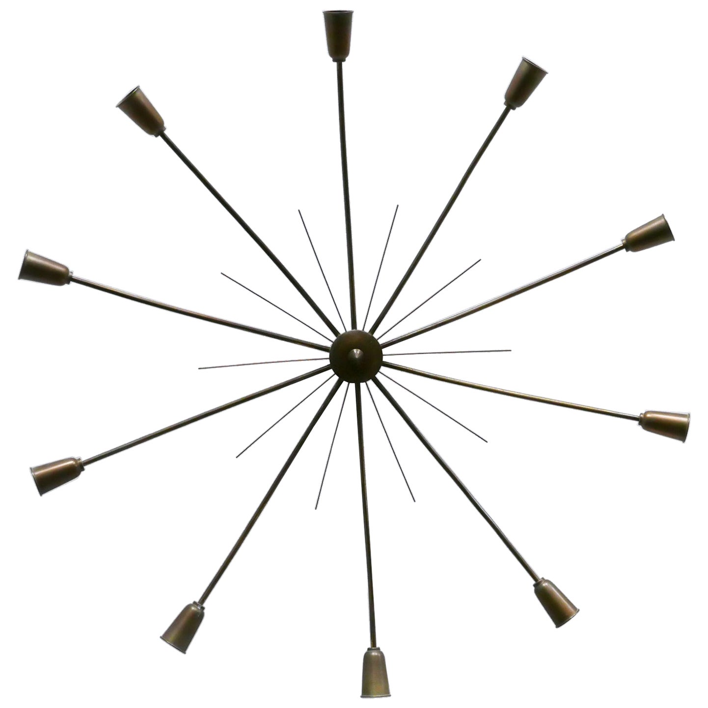 Lustre ou plafonnier Spoutnik géant Sun de J.T. Kalmar, Autriche, années 1950