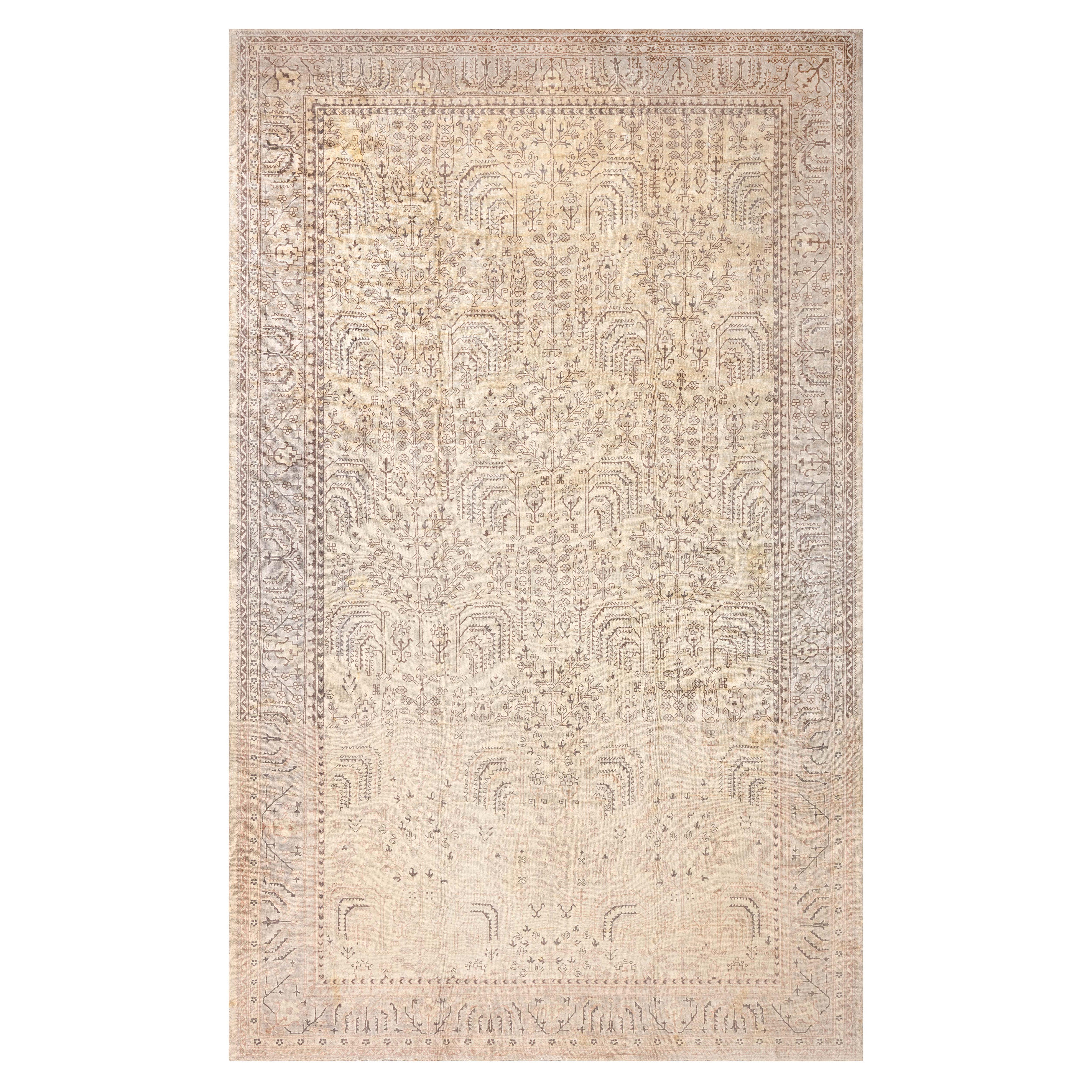 Doris Leslie Blau Oversized Antique Turkish Oushak Floral Wool Rug