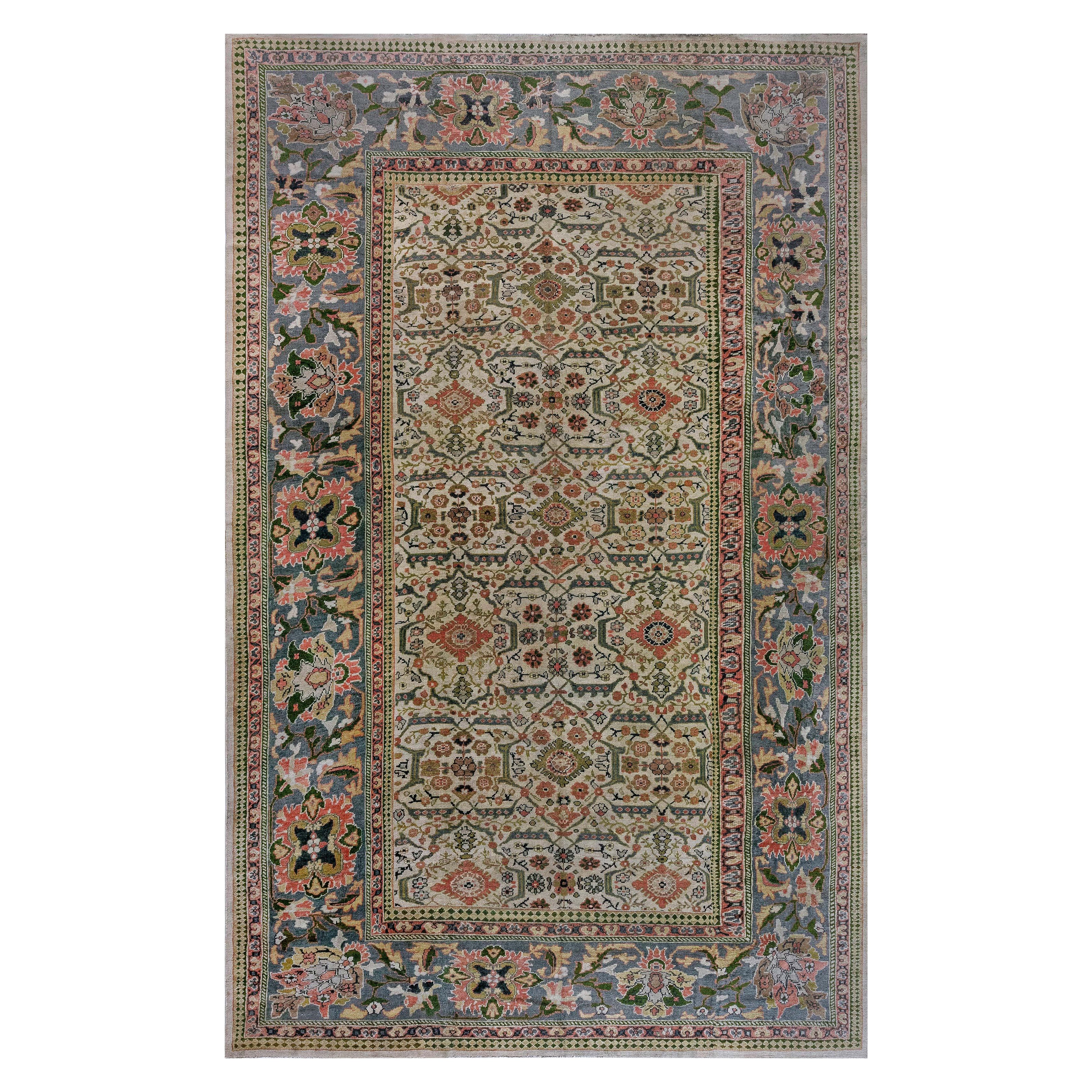 Doris Leslie Blauer antiker persischer Sultanabad-Teppich in Blau, Größe verstellbar
